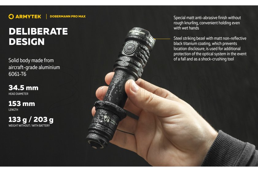 Zseblámpa Armytek Dobermann PRO MAX fehér fény