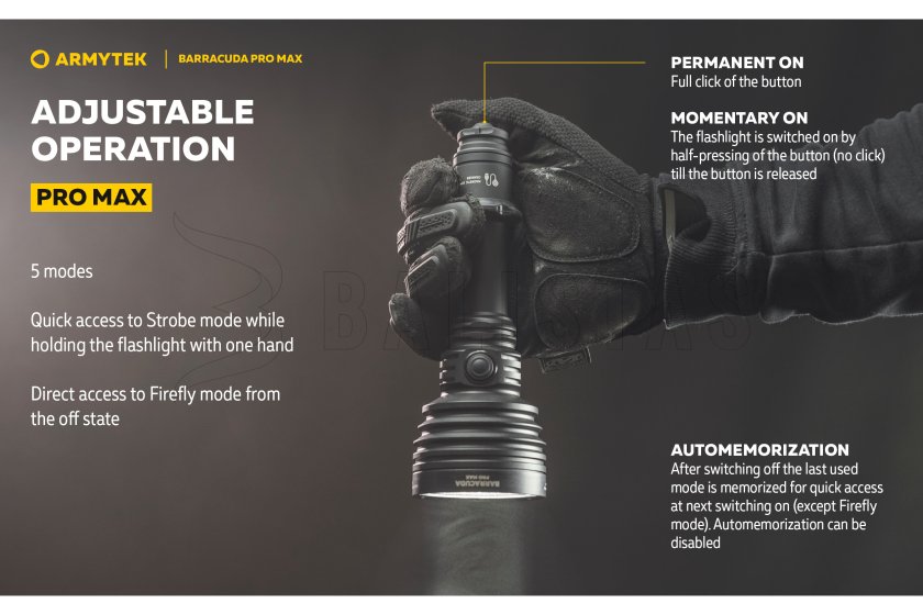 Zseblámpa Armytek Barracuda Pro Max hideg fény