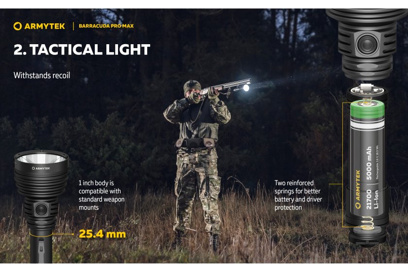 Zseblámpa Armytek Barracuda Pro Max hideg fény