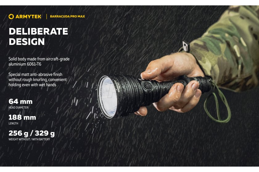 Zseblámpa Armytek Barracuda Pro Max hideg fény