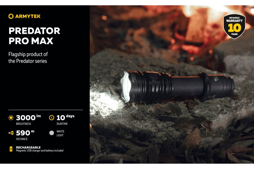Lámpa Armytek Predator PRO MAX hideg fény