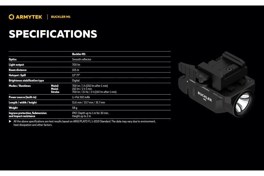 Taktikai lámpa Armytek Buckler M1 hideg fény