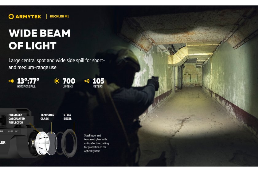 Taktikai lámpa Armytek Buckler M1 hideg fény
