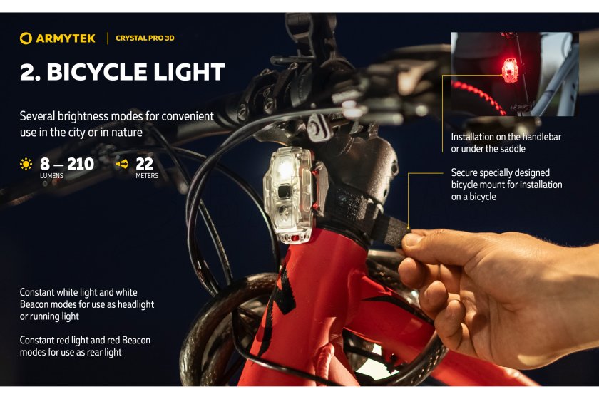 Multifunkciós lámpa Armytek Crystal Pro 3D - piros