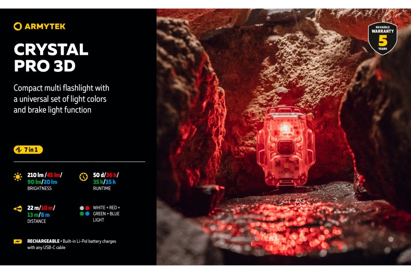 Multifunkciós lámpa Armytek Crystal Pro 3D - piros