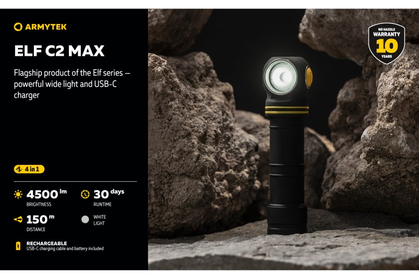 Multifunkciós lámpa Armytek Elf C2 MAX USB-C fehér fény