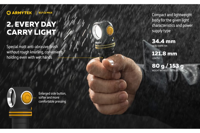 Multifunkciós lámpa Armytek Elf C2 MAX USB-C fehér fény