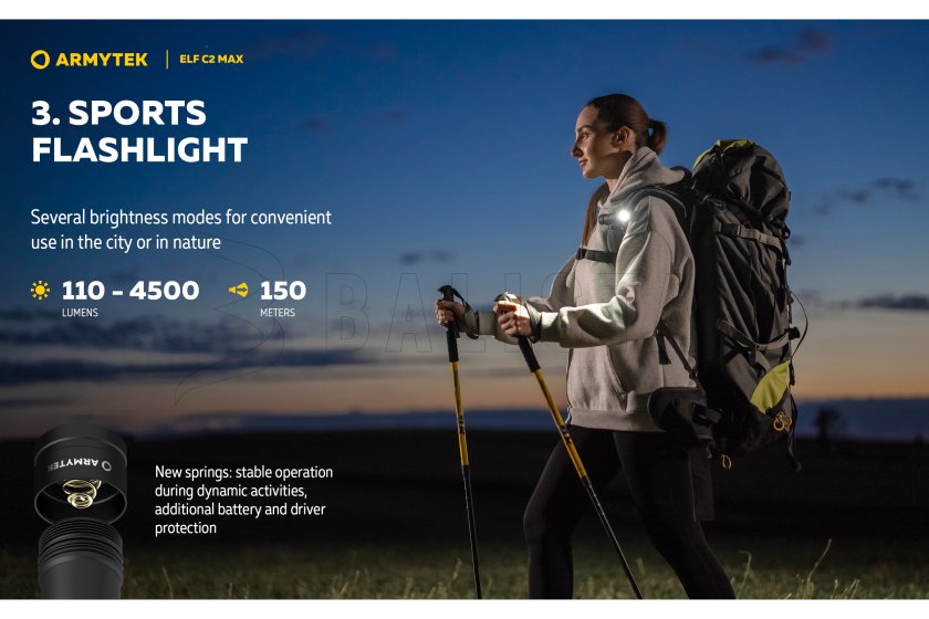 Multifunkciós lámpa Armytek Elf C2 MAX USB-C fehér fény