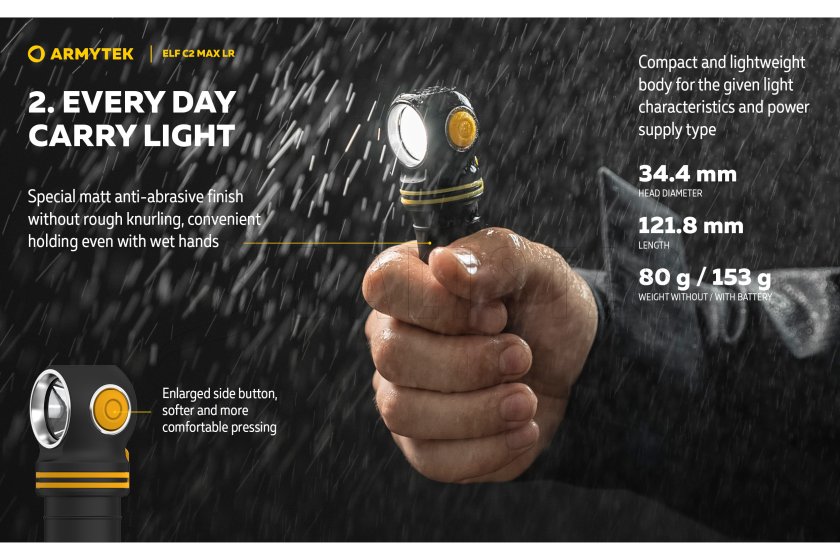Multifunkciós lámpa Armytek Elf C2 MAX LR USB-C fehér fény