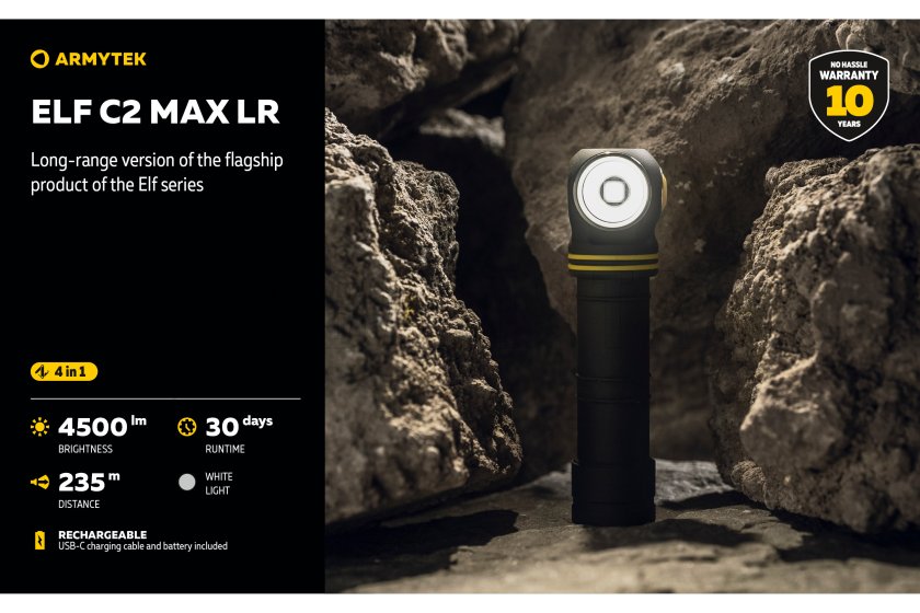 Multifunkciós lámpa Armytek Elf C2 MAX LR USB-C fehér fény