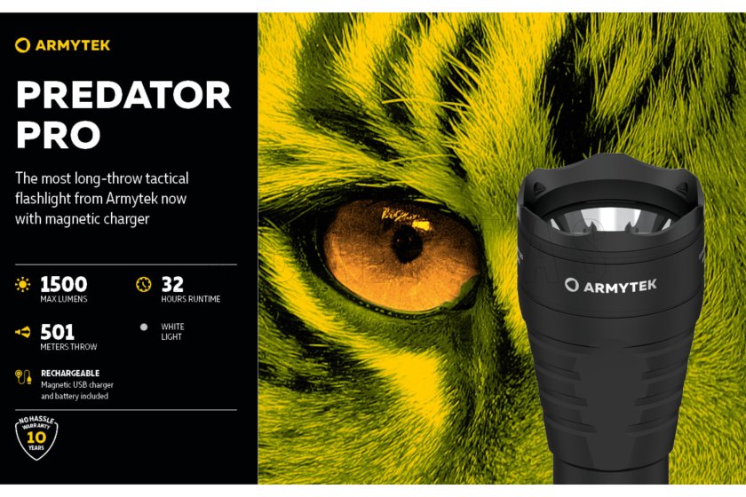 Armytek Predator PRO szett hideg fény