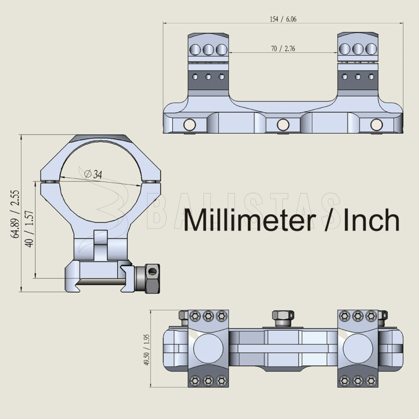 Szerelék Vector Optics X-Accu 22mm/ 34mm egy darabból magas 10