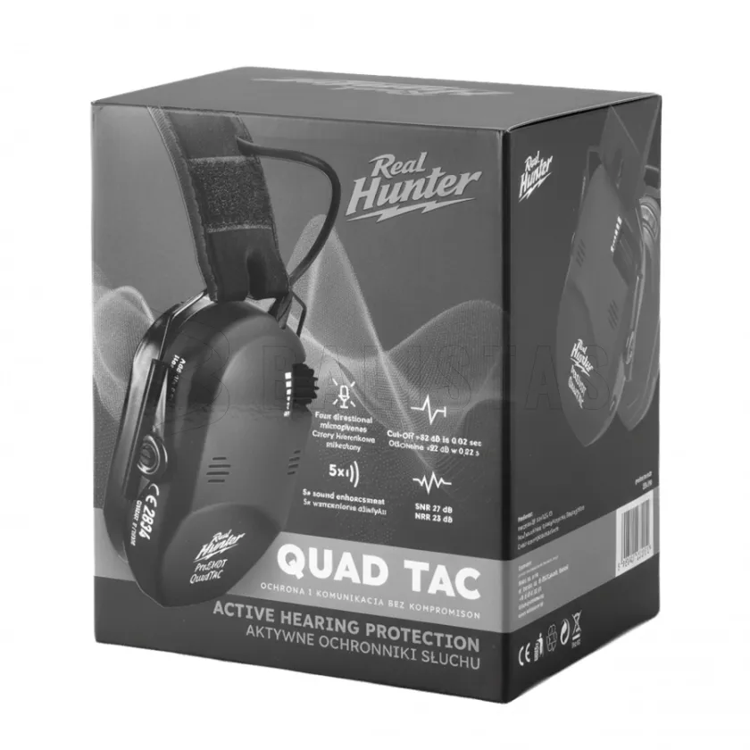 Aktív lövészeti fültok RealHunter Active ProSHOT QuadTAC fekete 9