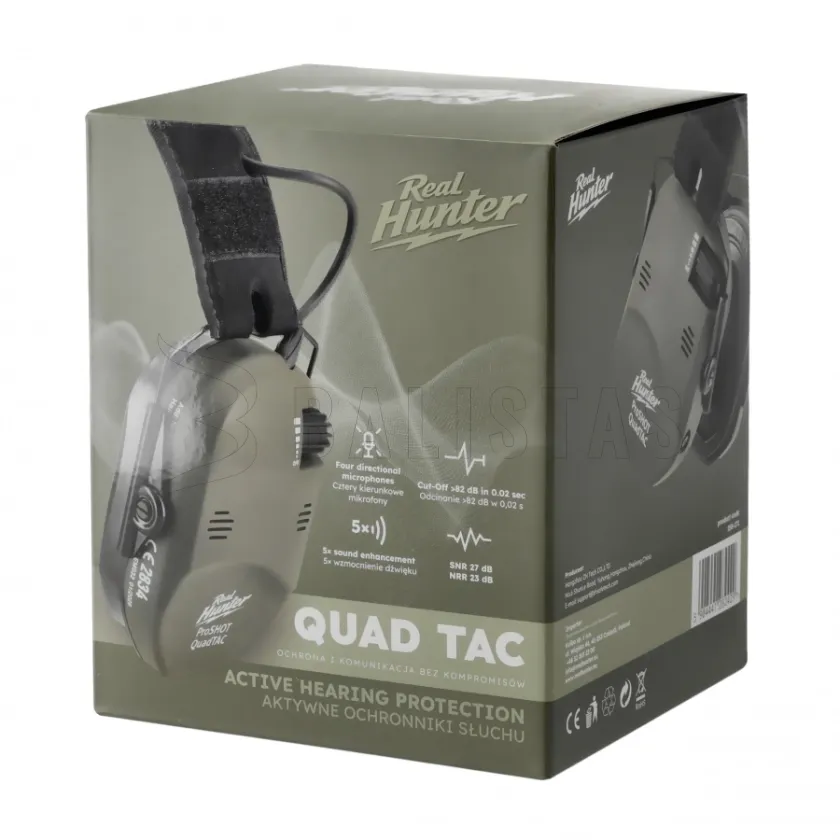 Aktív lövészeti fültok RealHunter Active ProSHOT QuadTAC olívazöld 9