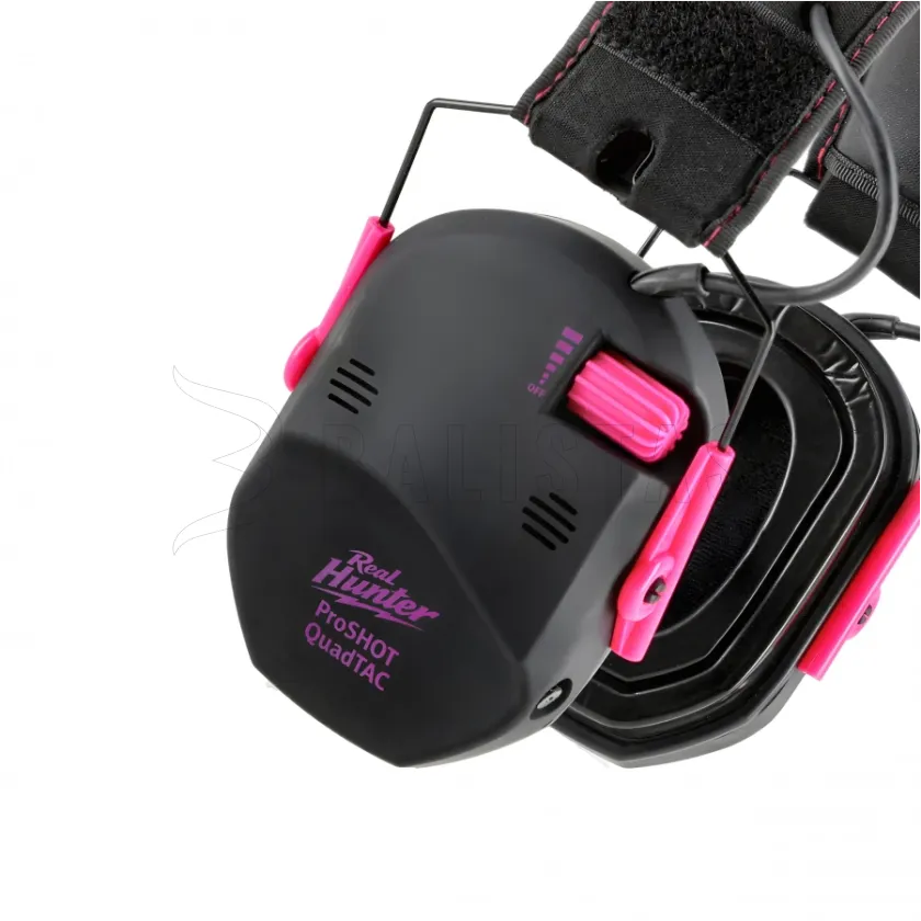 Aktív lövészeti fültok RealHunter Active ProSHOT QuadTAC Devil Pink 2